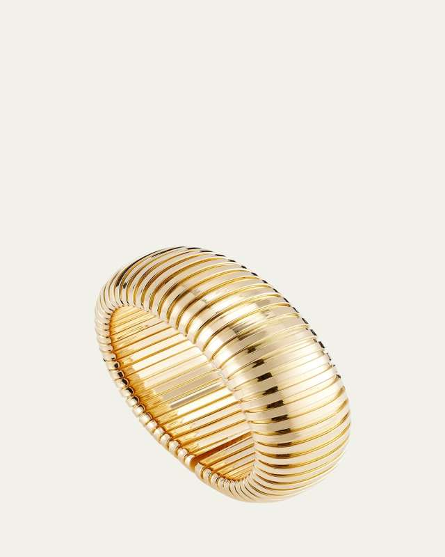 18K Yellow Gold Domed Cuff Bracelet, 1"W